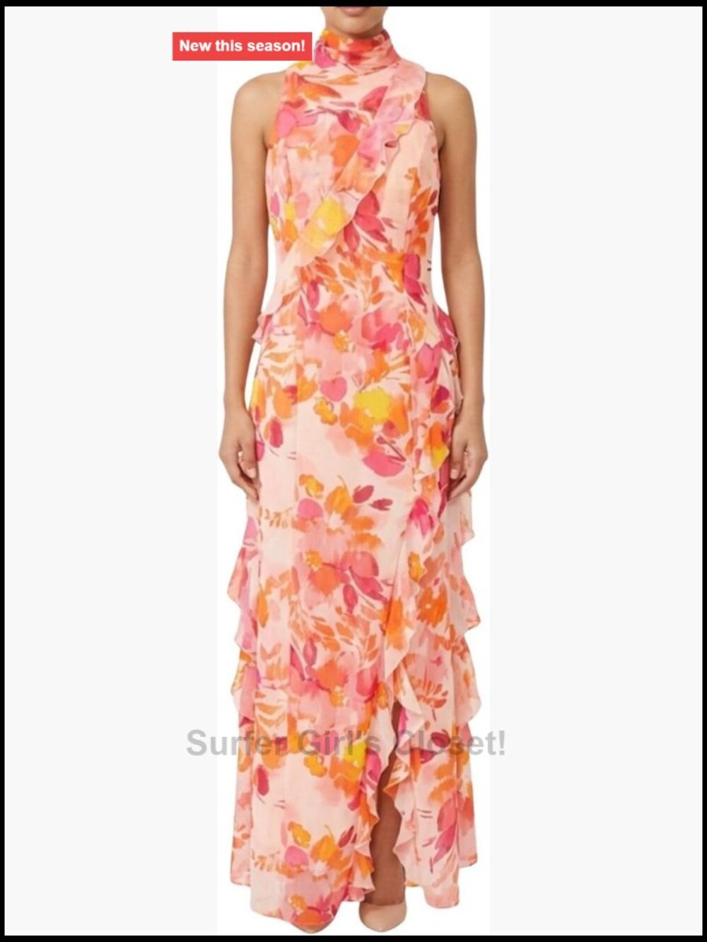 Floral Sleeveless Midi Dress with Zipper Closure